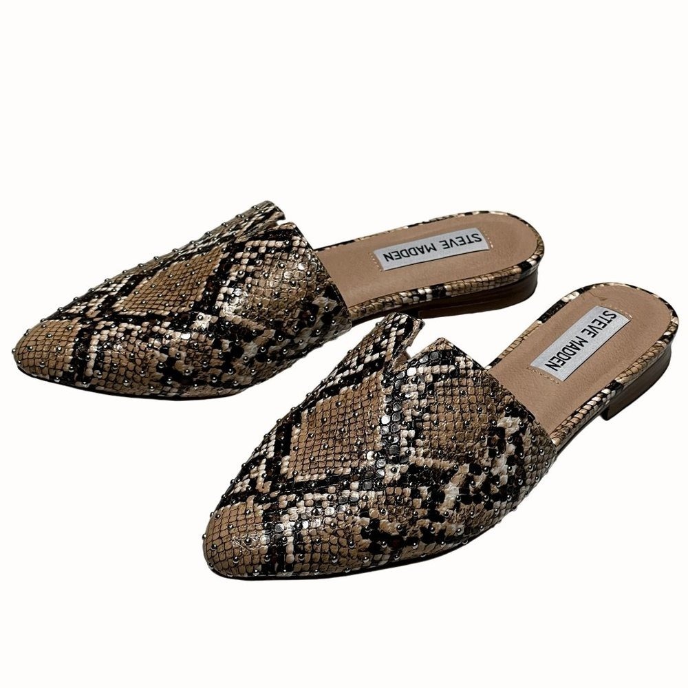 Steve Madden Ally Womens Snakeskin Embossed‎ Studded Mule Size 6.5